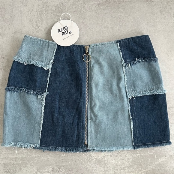 Princess Polly Sirena Patchwork Denim Mini Skirt, Blue S US 6 - Picture 6 of 7